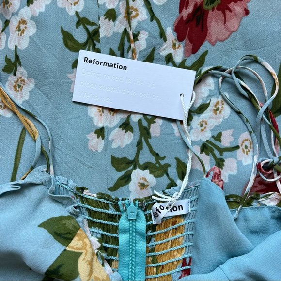 Reformation Enya Blue Floral Midi Dress Size 2 EUC - Picture 3 of 7